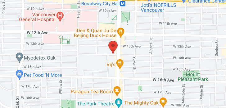 map of 302 526 W 13TH AVENUE